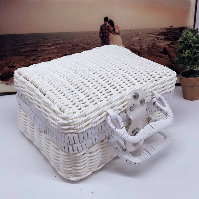 Geweven Picknickdoos, Kunststof Rotan Koffer Picknickmand Met Geweven Picknickdoos, Kunststof Rotan Koffer Picknickmand Met