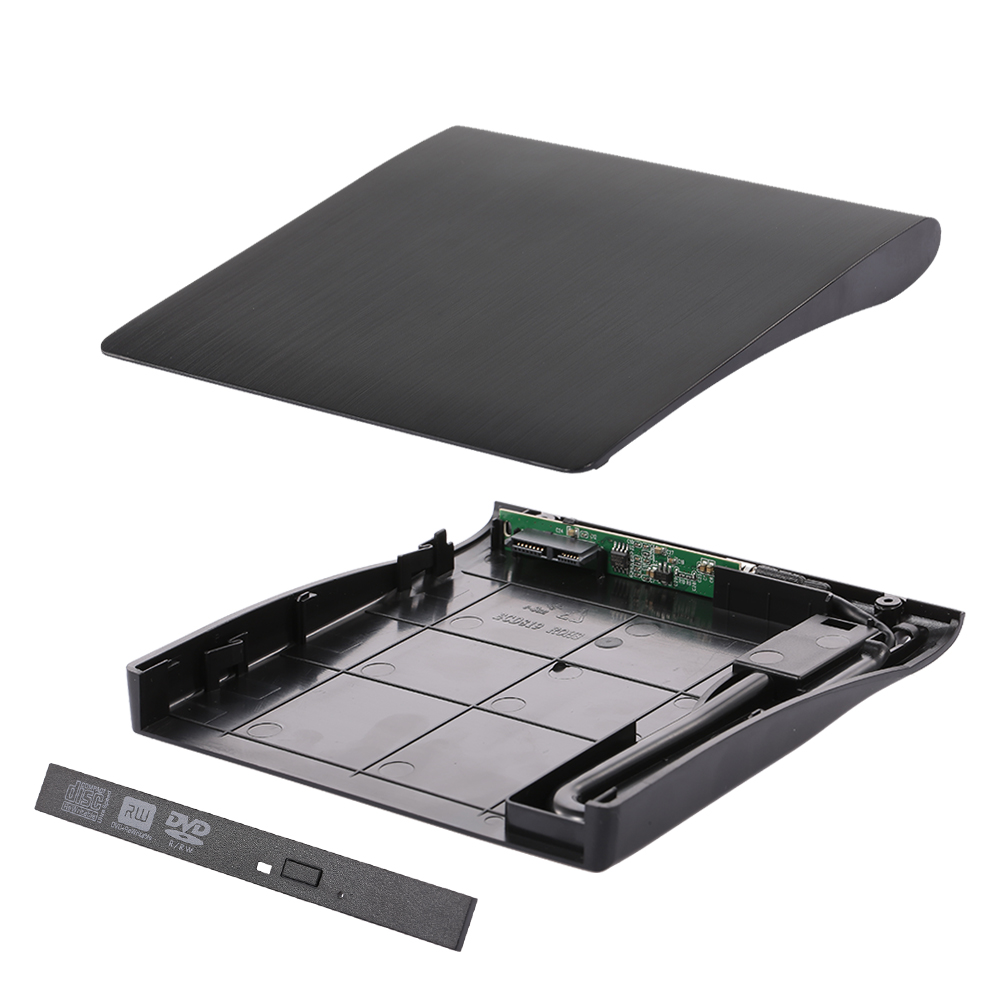 Erittäin ohut kannettava dvd-soitin kotelo usb 3.0 sata 9.5mm ulkoinen optinen levyasema kotelo kannettavalle tietokoneelle: Musta