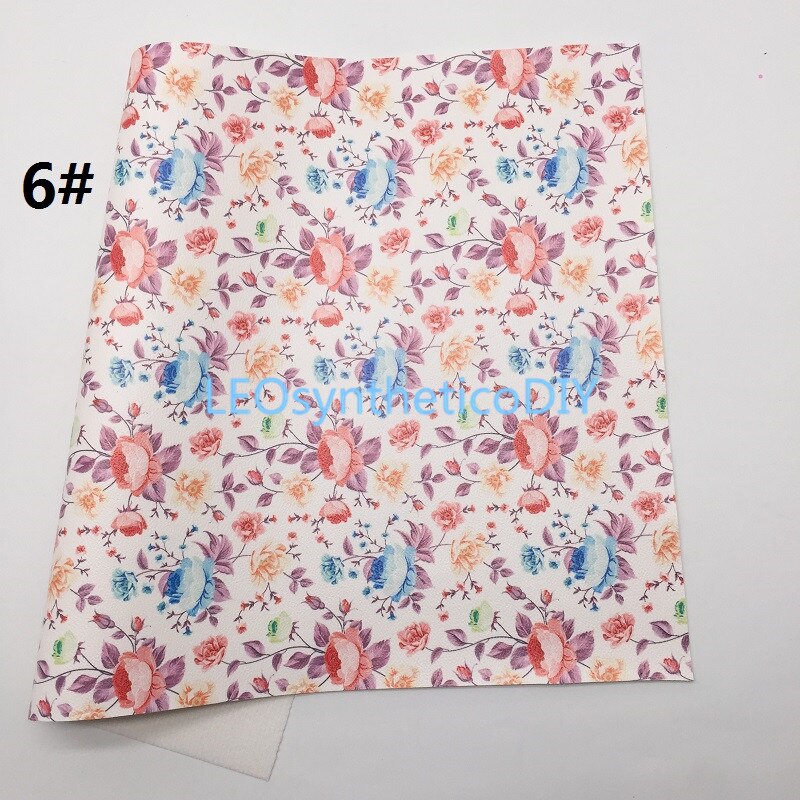 1 Pc 21X29CM Bloemen Gedrukt Faux Leer Stof, Synthetisch Leer Stof Lakens, Leer Voor Maken Bows Leosyntheticodiy T413: 6