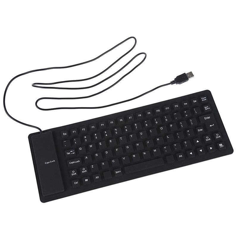 Fleksibelt foldbart usb-tastatur, der kan vaskes, sort stærkt og lydløst tastatur: Default Title