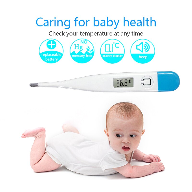 Thermomètre numérique Oral pour fièvre, étanche, pour adultes et enfants, alerte de fièvre, rappel de mémoire, écran LCD