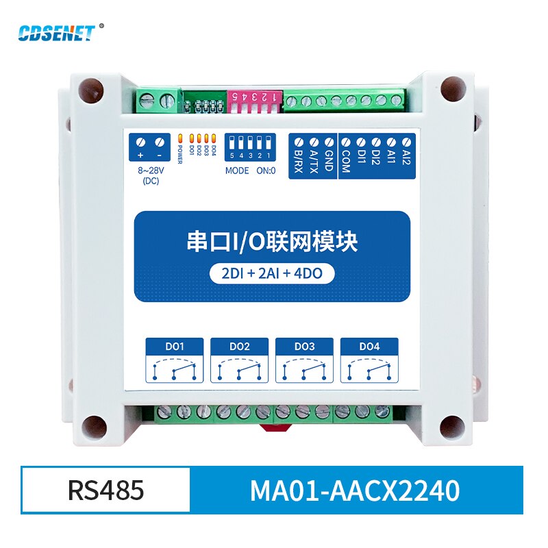 Modbus RTU I/O Network Module RS485 Control I/O with Serial Port 2DI+2AI+4DO CDSENET MA01-AACX2240