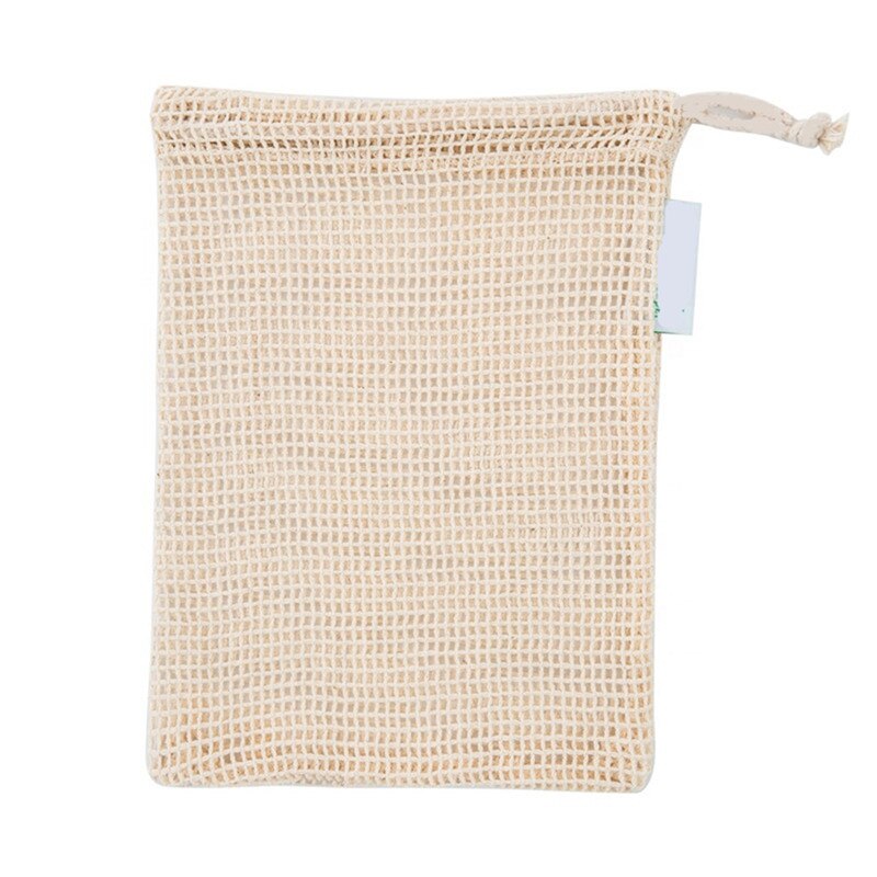Cotton Mesh Vegetable Bags Produce Bag Reusable Cotton Mesh Vegetable Storage Bag Kitchen Fruit Vegetable with Drawstring