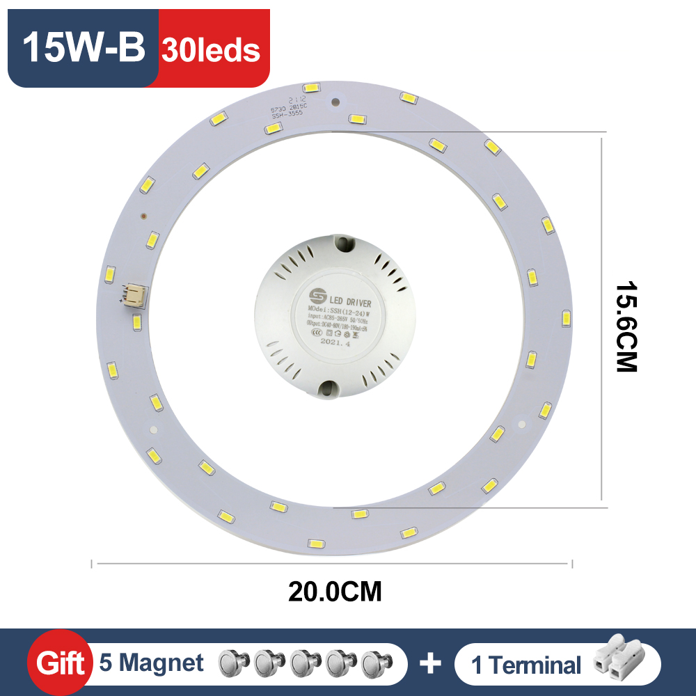 Módulo LED de 220V, Panel LED de anillo, 12W, 15W, 18W, 24W, 30W, 36W, 40W, 50W, Kit de luz LED de repuesto para luces de ventilador de techo: Verde