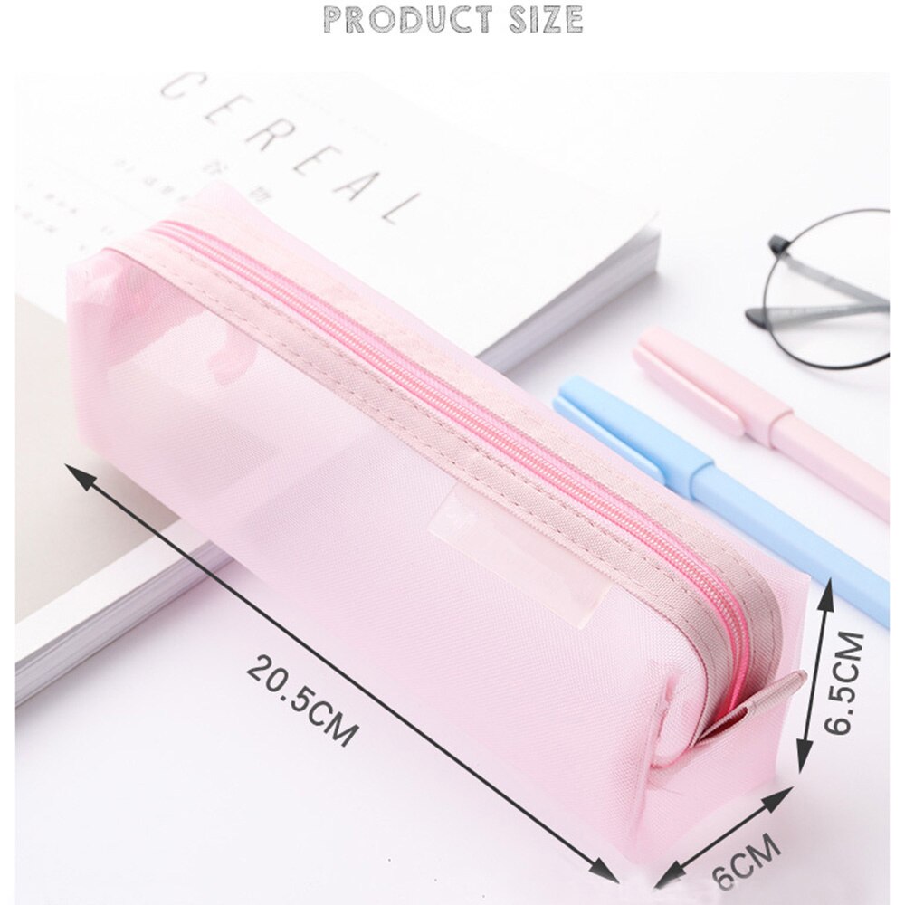 Estuches de lápices transparentes para niñas, 1 unidad, artículos para la mochila del colegio, estuche de papelería, caja de lápices Kawaii