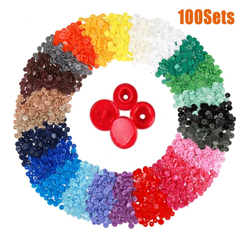 100 sets T3 Round Plastic Snap Buttons Clothes DIY Sewing Accessories Press Button