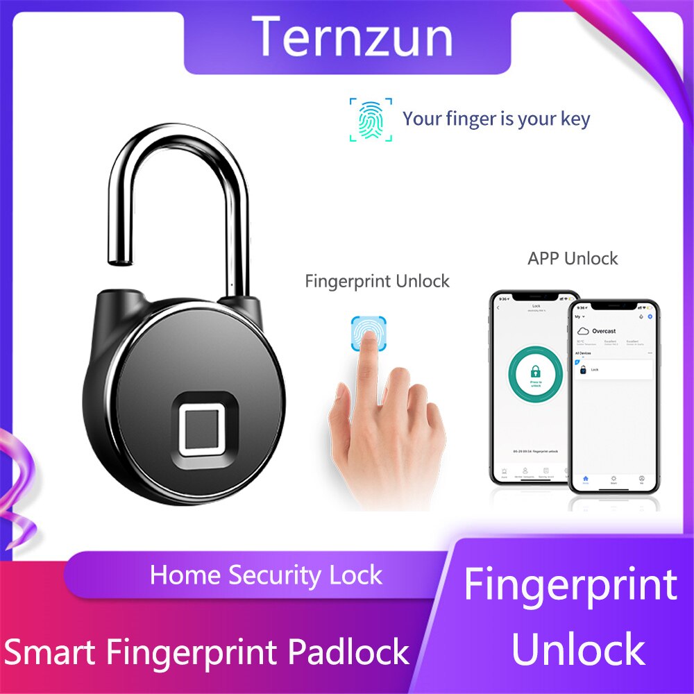 Smart Fingerprint Lock Bluetooth APP Fingerprint Recognition Unlock Keyless Waterproof Anti-theft Padlock For Door Luggage Case