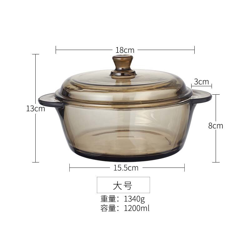 Microwave oven bowl household heat-resistant tempered glass double ears fresh vegetables soup salad bowl only microwave oven: L