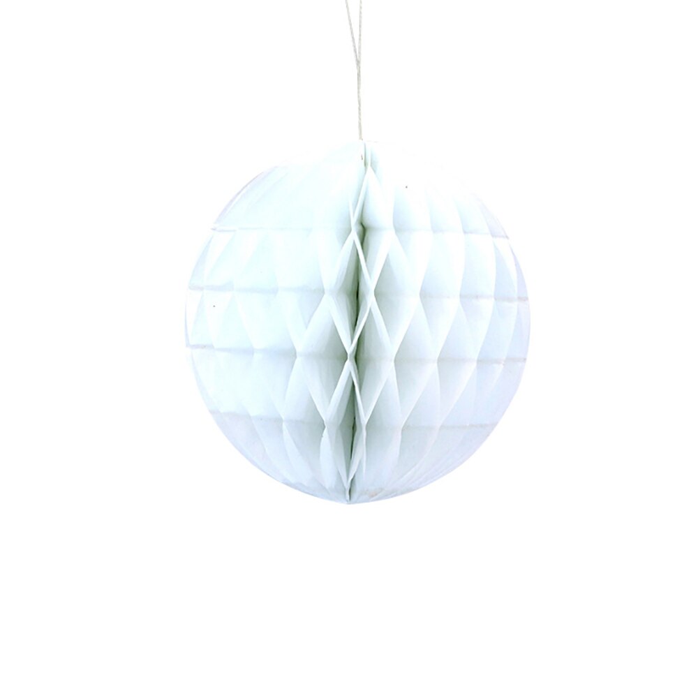 1pc 12 pouces noël papier de soie lanterne pompons nid d'abeille boules fleur suspendus décor mariage fête décoration fournitures: WHITE