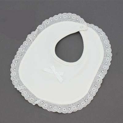 Slabbers 100% Katoen Kant Boog Roze En Wit Bib Baby Meisjes Leuke Bib Baby: pure white bib