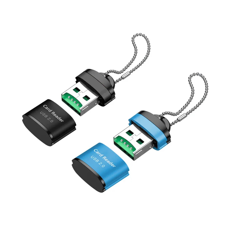 Voor USB Micro SD/TF-kaartlezer USB 2.0 Mini mobiele telefoon Geheugenkaartlezer Hoge snelheid USB-adapter voor laptopaccessoires: Turkoois