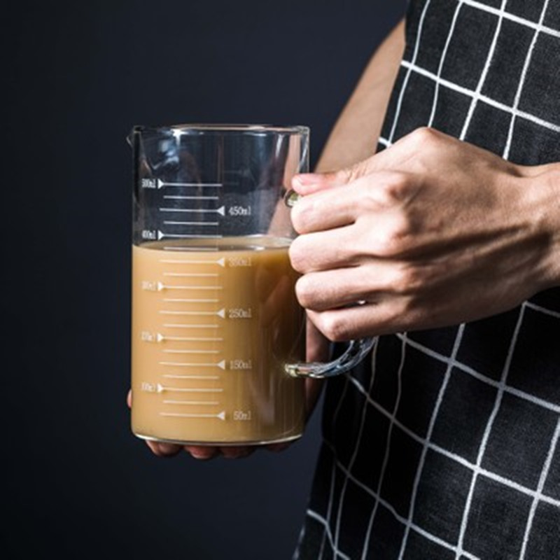 250/350/500/1000ml szklane kubki robić kawy i mleka z wysokim borokrzemianem, przezroczysty pojemnik, miarka, przybory robić pieczenia, akcesoria kuchenne: 500ml