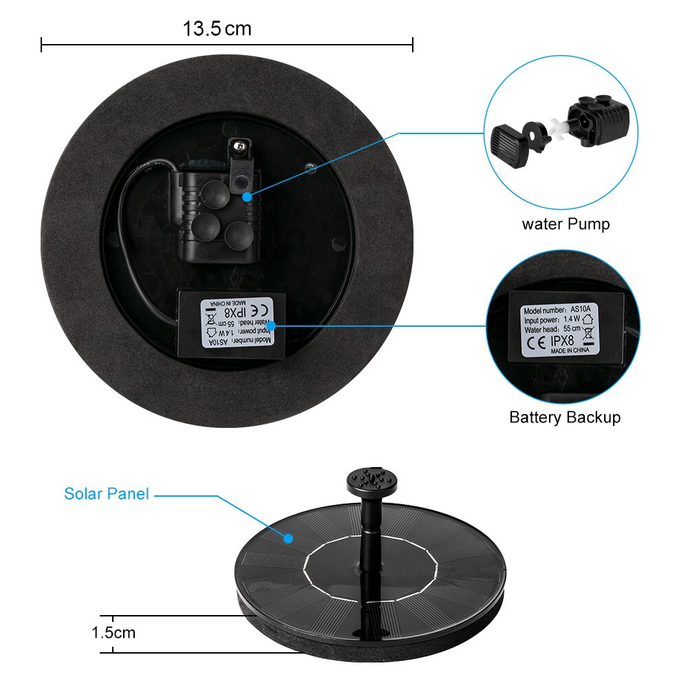 Mini Solar Powered Fountain Garden Pool Pond Solar Panel Floating Fountain Garden Decoration Water Fountain