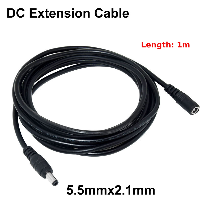 1/2/3/5M 12V 5521 Dc Stroomverlengkabel Snoer 5.5*2.1Mm Jack Mannelijke Naar Vrouwelijke Voedingskabel Voor Wifi Ahd Ip Beveiligings Cams Cctv Etc: Black