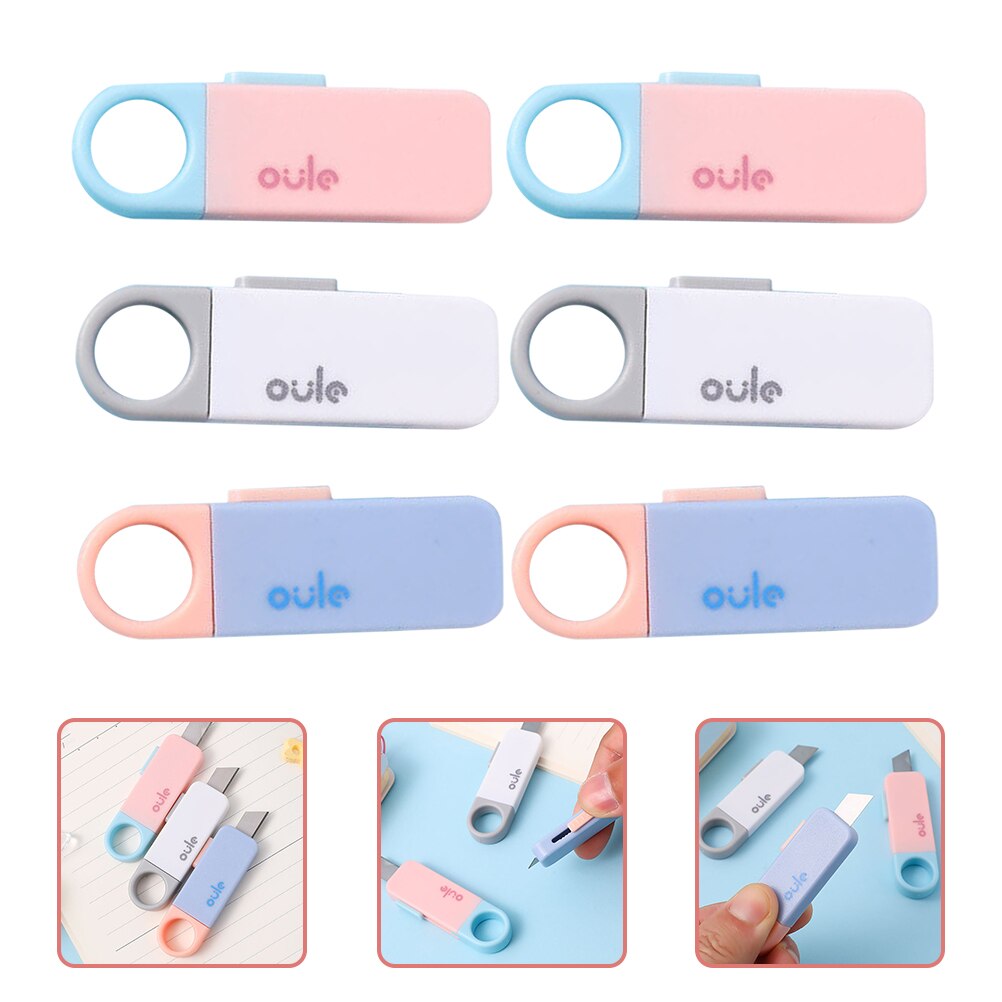 6Pcs Portable Utility Cutter Retractable Wallpaper Cutter Package Mini Opener
