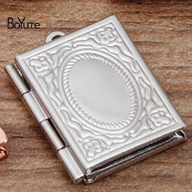 BoYuTe (10 części/partia) 19*26MM prostokąt medalion zdjęcie medalion książki wisiorek medalion pływające medalion uroki: biały K platerowany