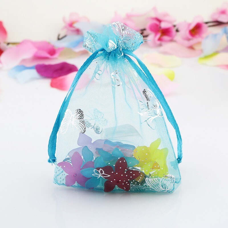 500pcs/lot 11x16cm Butterfly Organza Bags For Christmas Year Wedding Decoration Candy Package Pouches