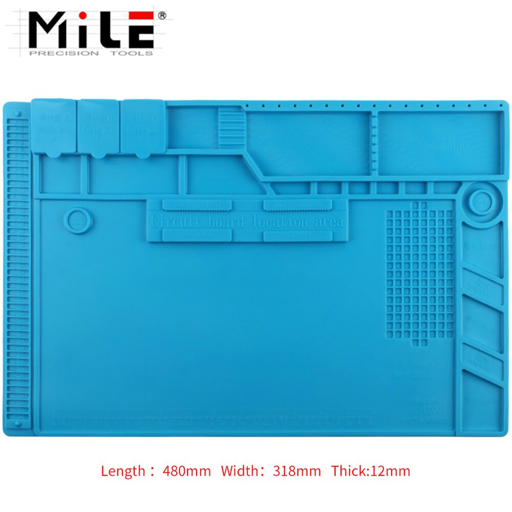 Mijl S-170 480X318Mm Siliconen Pad Bureau Werk Mat Warmte Isolatie Onderhoud Platform Voor Bga Pcb Solderen Reparatie tool