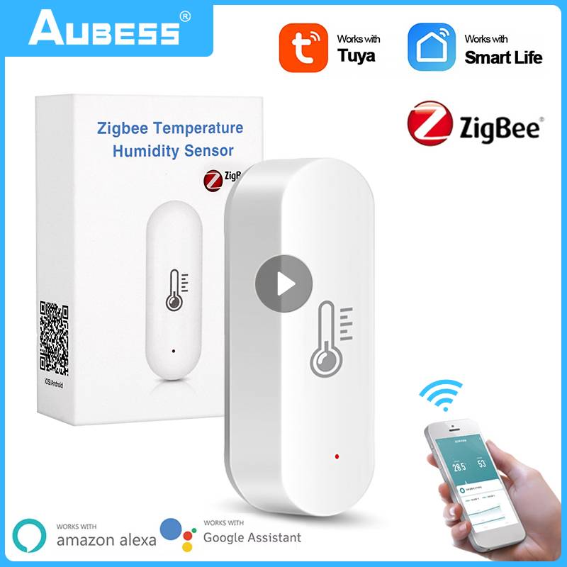 Tuya Temperature And Humidity Sensor ZigBee Indoor Hygrometer Thermometer Smart Home Humidity Detector Support Alexa Google Home