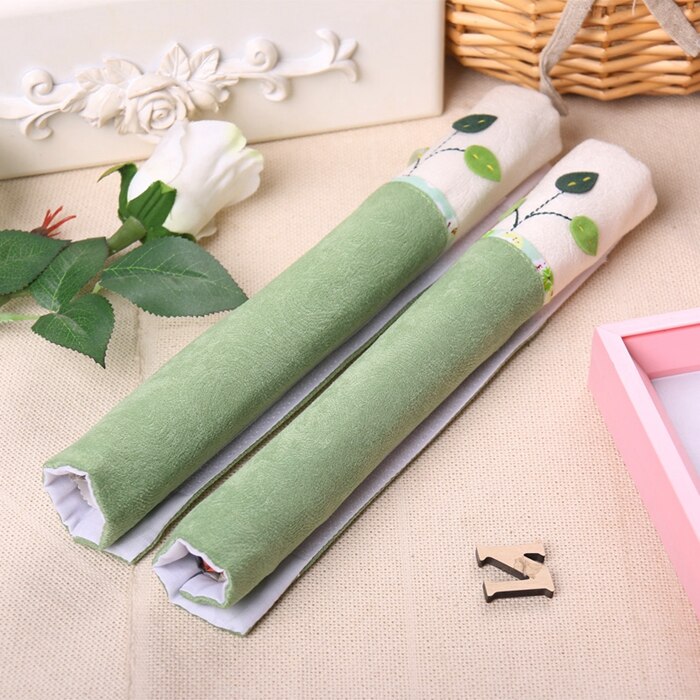 Doek Handvat Cover Deurknop Koelkast Handvat Handschoenen Thuis Tool Accessoires Anti-Statische Covers Voor Dubbele Deur Koelkast deuren: 1 pair leaves covers