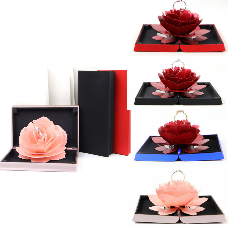 3d pop-up rozen ringdoosjes, opvouwbaar, draaibaar rozen ringdoosje, verjaardag, valentijnsdag, bruiloft, verloving, sieraden display dozen