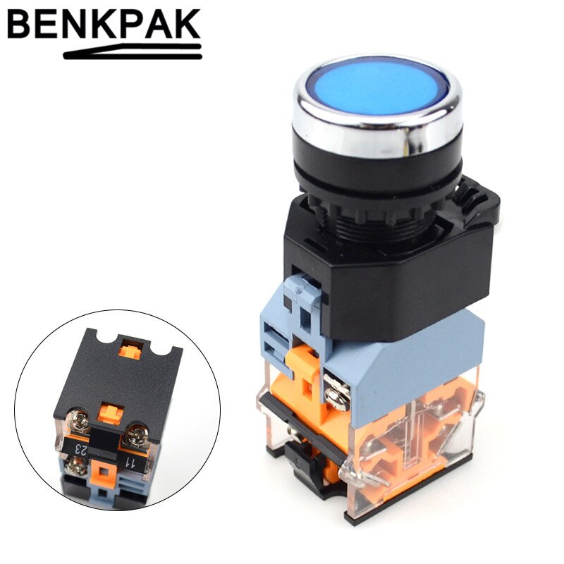 22mm Momentary Push Button Switch with Light 12V 24V 220V 380V LED Indicators