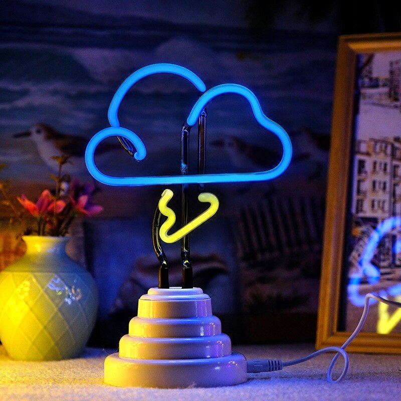 Neon Neon Sign Decoratie Led Nachtlampje Cloud Rainbow Flamingo Vorm Kleurrijke Bureaulamp Voor Indoor Bruiloft Verlichting