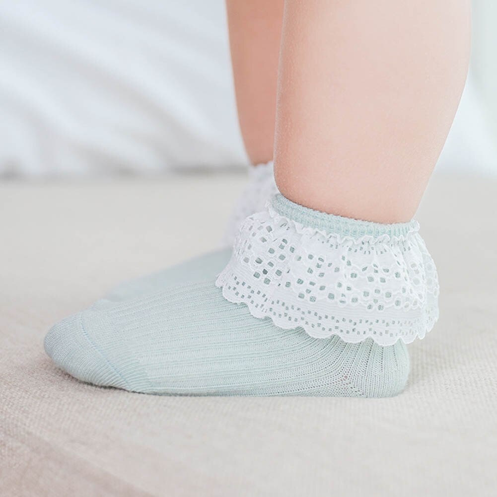 Children Accessories Ankle Fancy Retro Lace Ruffle Frilly Princess Cotton Beauty Socks Solid Rib Socks 6M-5T