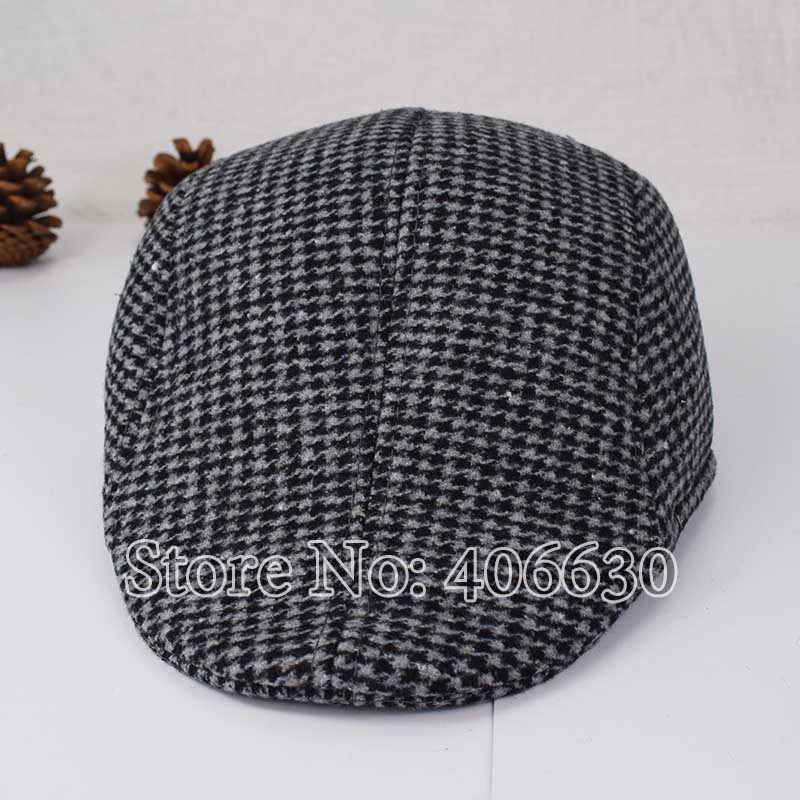 Hösten houndstooth pläd barn basker hattar baby boy visir kepsar tidnings hattar shxb 004: Grå