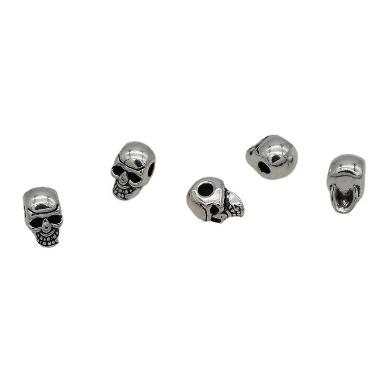 20 stk/parti punk hip-pop antik sølv kranie løse perler 11mm håndlavede armbånd skæg/hår charm space perler gør selv smykker