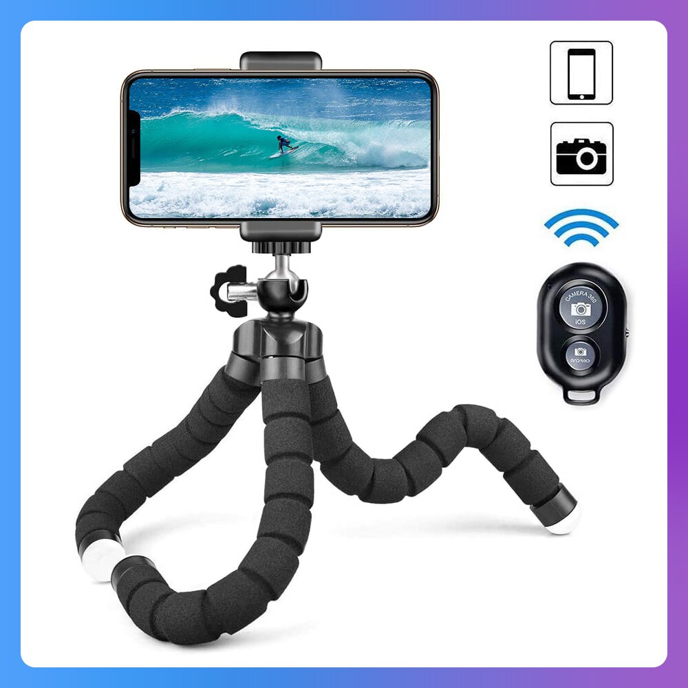 Flexible Mini Tripod KOMERY Smartphone Tripod For Phone Clip Camera Holder Selfie Stick Bluetooth Remote Shutter Release