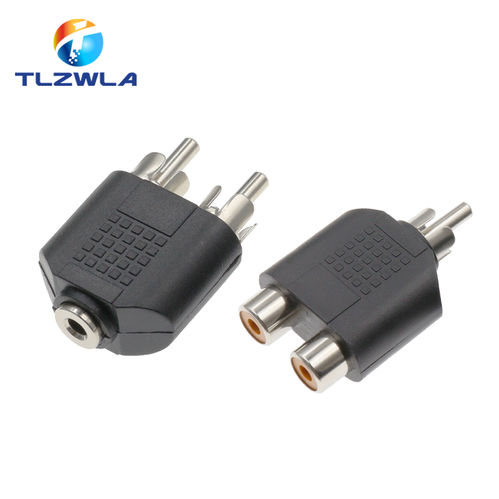1PCS RCA Female Socket Turn 3.5MM Stereo Plug Audio Adapter 6.3MM Stereo Plug To RCA Socket 2 in 1 Stereo Connector: Blue