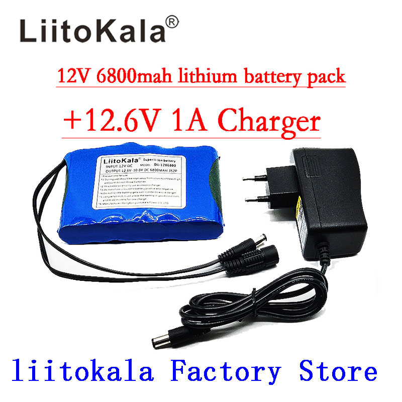 Liitokala Draagbare Super Oplaadbare Lithium Ion batterij capaciteit DC 12 V 12.6 v 6800 mah batterij CCTV Cam Monitor