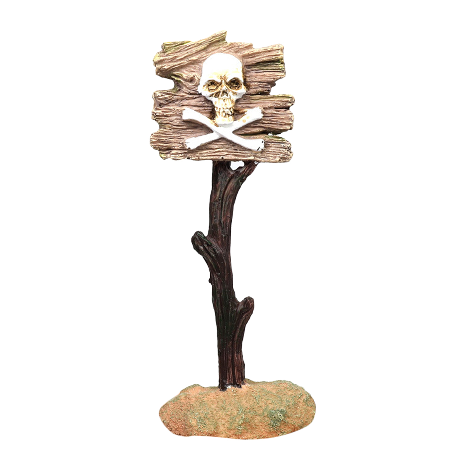 Funny Cartoon Warning Signs Aquarium Landscape Fish Tank Goldfish Decoration: Skull 6.5x4.5x16cm