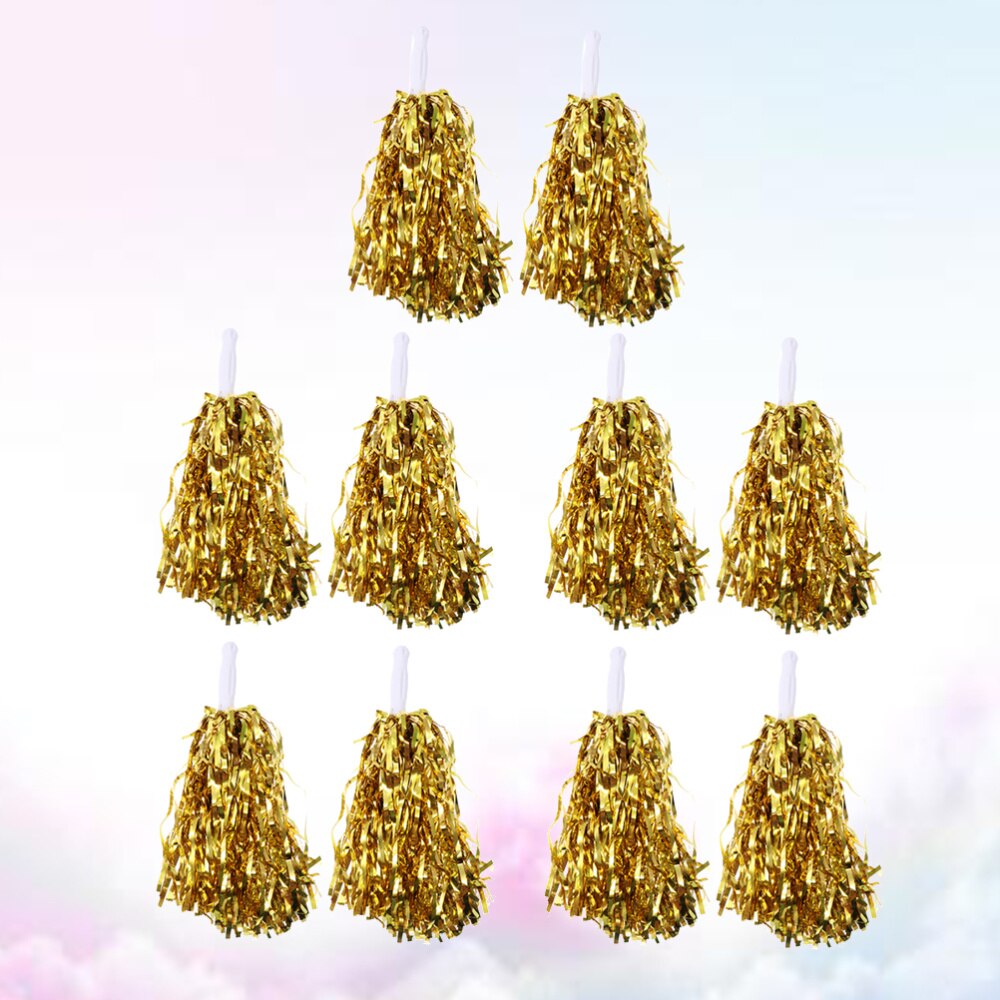 10 Pcs 25g Cheering Balls Squad Spirited Fun Cheerleading Kit Cheer Poms Cheerleaders Supples with Handle for Competitio: Golden