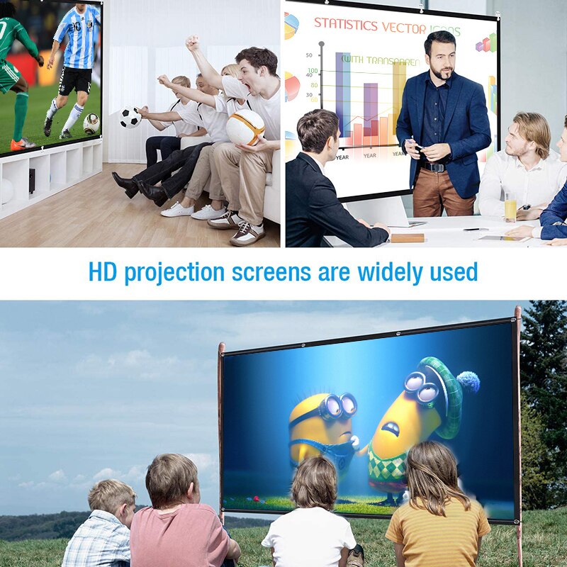 60/72/84/100/120/150 inch Projector Screen For Home Theater Outdoor HD Foldable Anti-Crease Portable Projection Movies Screen