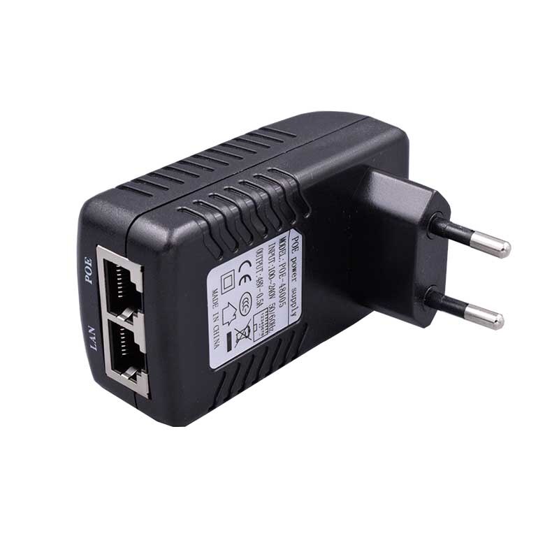 48v 0.5a 24 watt poe veggplugg poe injektor ethernet adapter cctv ip kamera poe telefon strømforsyning oss eu au uk plug