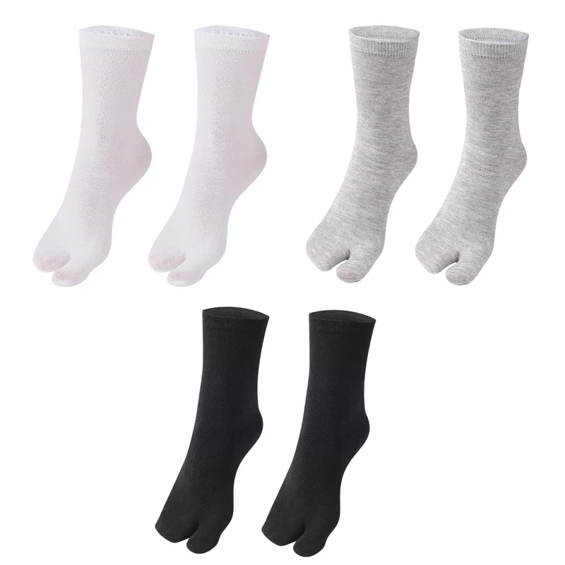 1/3Pairs Japanese Style Tabi Toe Socks Cotton Men Women Bamboo Fiber Deodorant Breathable Separate Kimono Flip FlopTwo Fingers: dark blue