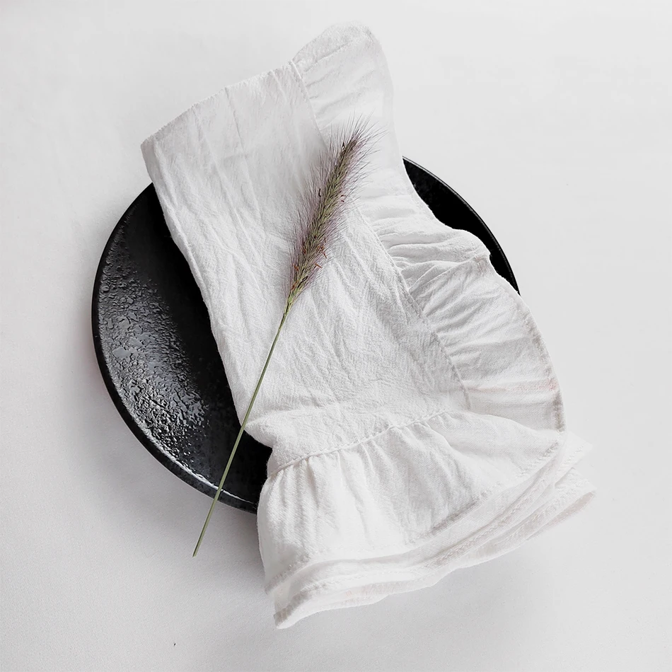 Katoen 100% Ruffule Servetten Voor Borden Zachte Volants Voor Bruiloft Decoratie Huis Warming Tafel Decor Party: 90x40 cm / Rood