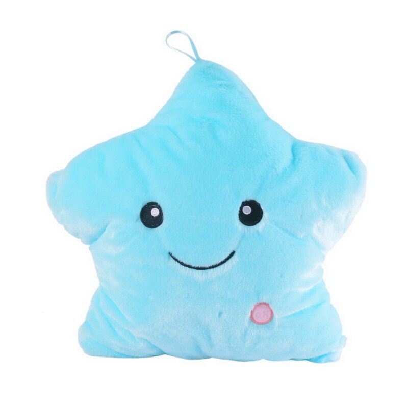 Cojín con luz LED brillante, almohada de viaje Azul sonriente, suave, relajante, 1 Uds.: C