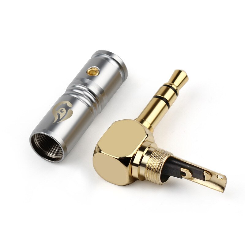 Jack 3.5Mm Koptelefoon Plug 90 Graden Haakse 3 Polen Vergulde Audio Hifi Hoofdtelefoon 4.0Mm Draad Gat solderen Lijn Connector