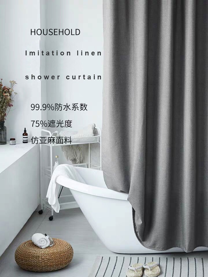 Dikker Grey Imitatie Linnen Douchegordijn Waterdicht Bad Gordijnen Voor Badkamer Luxe Badkamer Gordijnen W/Haken