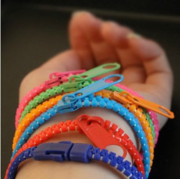 Gratis 50 Stks/partij Mix Kleuren Rits Armband Hip Mode Zip Armband Multicolor Instock Bangle Armband Wrist Band