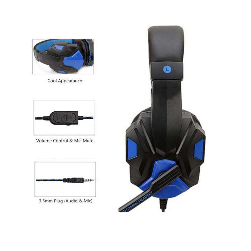 120°adjustable Soft Wired Headphone Gaming Headset with microphone for PS4 Xbox One Nintend Switch iPad PC