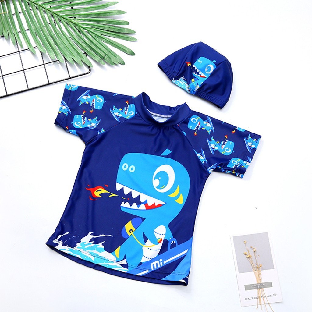 Toddler Kids Clothes Boy Dinosaur Printed Swimwear Swimsuit Bathing Suit Boy Clothes Set Kids Outfits Vetement Enfant Fille