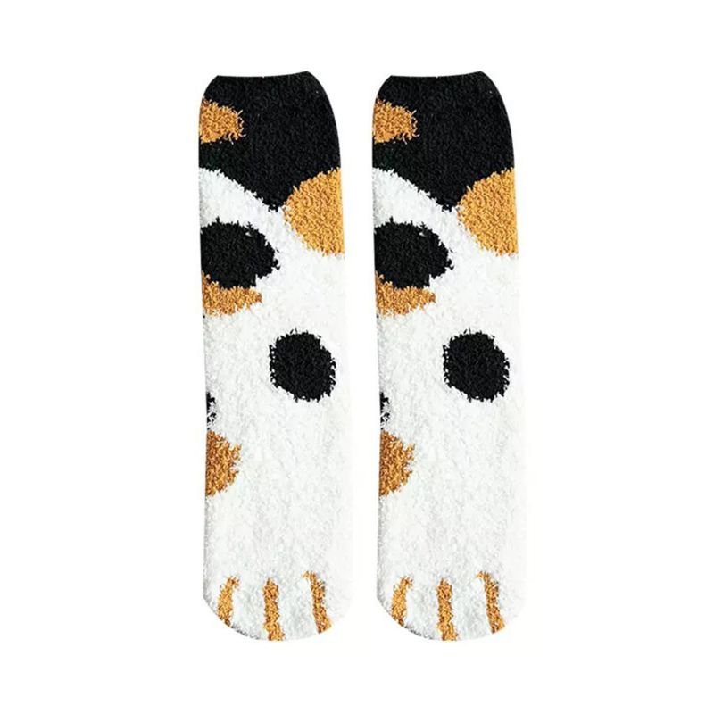 Vrouwen Winter Pluizige Fuzzy Warm Slipper Sokken Leuke Meow Kat Poten Print Kousen: Model-3