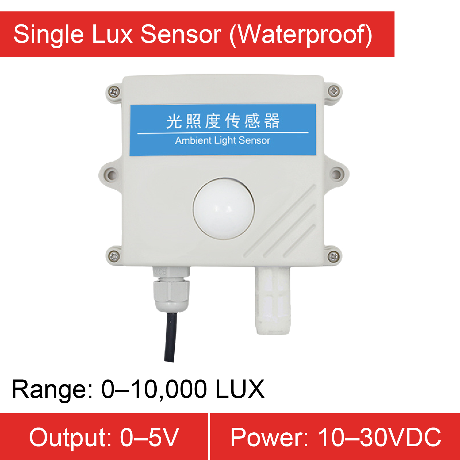 High-Precision Wall-Mounted Ambient Light Sensor Illuminance Meter with Temperature and Humidity Detection for Industrial Use