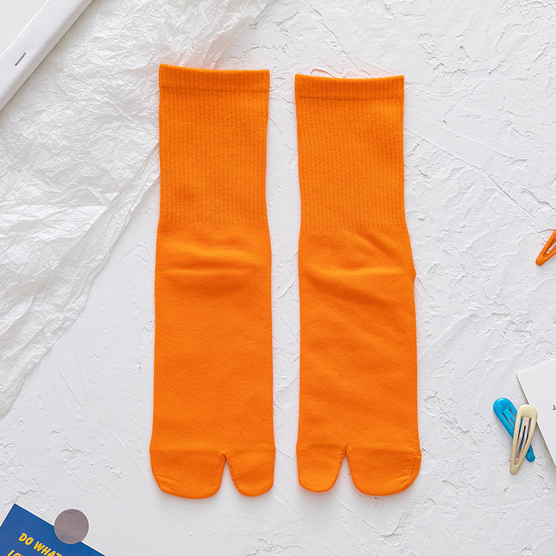 Tongs Kimono japonais, sandales à orteils fendus, chaussettes en coton pour hommes et femmes: Orange