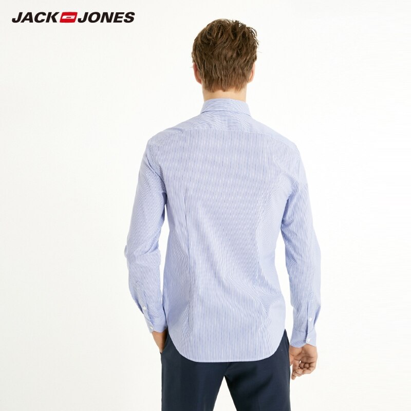 Jackjones herre slim fit stribet langærmet skjorte| 219105571