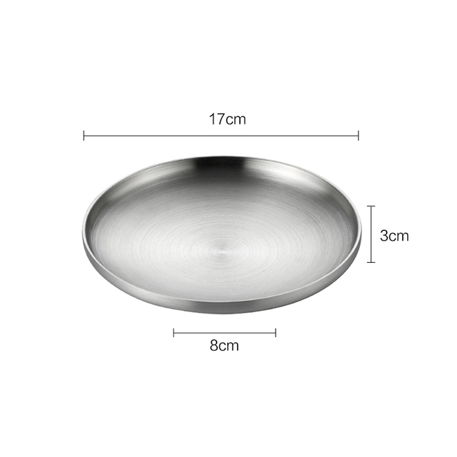 304 Edelstahl Runde Platte, Doppel-Doppelwandige Isolierte Abendessen Platte, Platten für Snack, Gerichte und Obst: 17CM